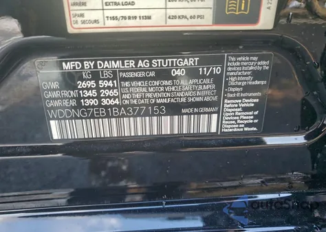 2011 Mercedes-Benz S 63 Amg z USA, uszkodzony, nr VIN WDDNG7EB1BA377153